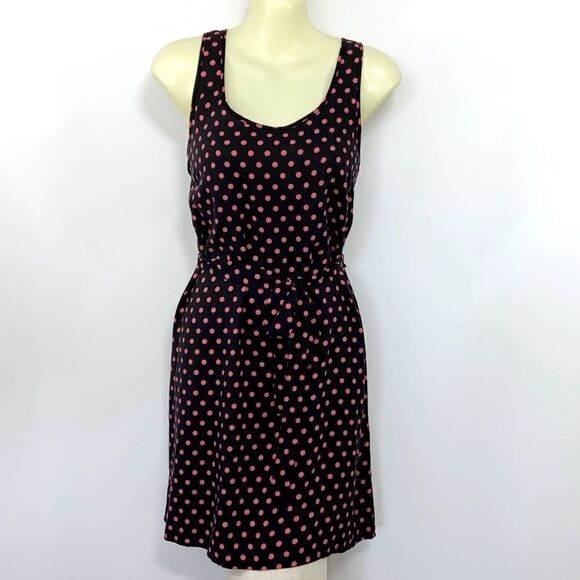 Divided by H&M Dress Black With Pink Polka Dots Matching Belt NWOT Sz 8 - Picture 1 of 8